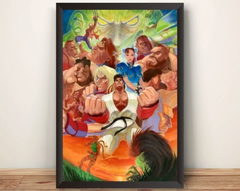 Street Fighting Arcade Flyer V7 Premium Poster (Vectorized Design)