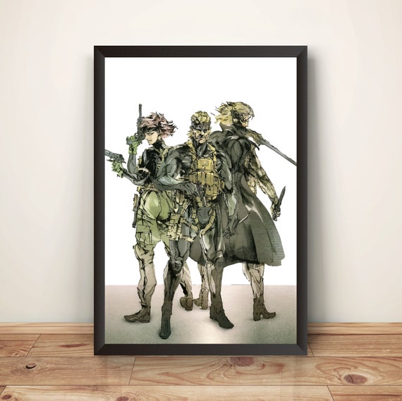 メリル、スネーク、雷電 MGS 4 プレミアムポスター（ベクターデザイン