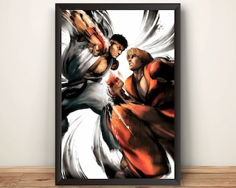 Ryu & Ken Street Fighting 4 V1 Premium Poster (Vectorized Design)