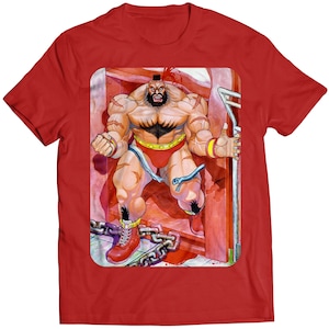 Zangief In Stage Street Fighting Premium Unisex T-shirt (Vectorized Design)