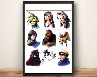 FF7 VII Portraits Premium Poster (Vectorized Design)