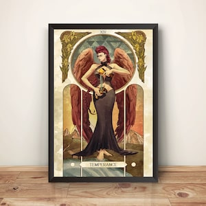 Póster premium de la carta del Tarot de la Víbora Carmesí (diseño vectorizado)