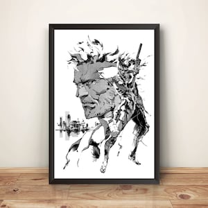 Snake & Raiden Grayscale MGS Sons Of Liberty Premium Poster (Vectorized Design)