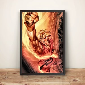 Ken Street Fighting Comic Premium Poster (Vectorized Design)