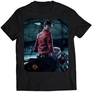 Claire Redfield On Bike Residence Evil 2 Remake Premium Unisex T-shirt.