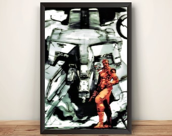 Solid Snake VS Metal Gear Rex V2 Premium Poster (Vectorized Design)