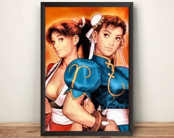 Póster premium de Chun Li y Mai (diseño vectorizado)