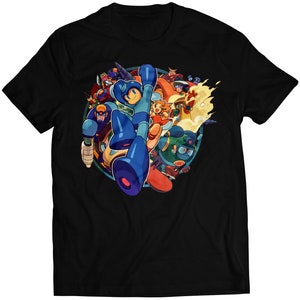 Mega Boy Rockman Collage Premium Unisex T-Shirt (vektorisiertes Design)
