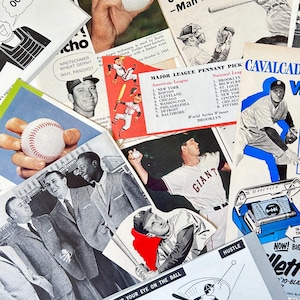 Vintage BASEBALL Ephemera Pack: 1950s MLB  Hank Aaron Mickey Mantle Baseball Rules KIT B