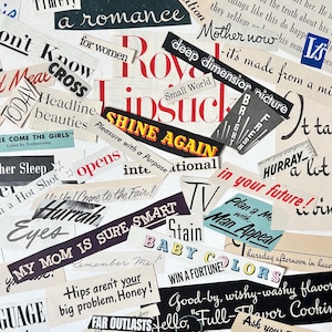 Update! Vintage BIG Font  Ephemera Word Pack: Words & Phrases 1940s-50s Collage, Junk Journal, Vision Boards  JULY 12th