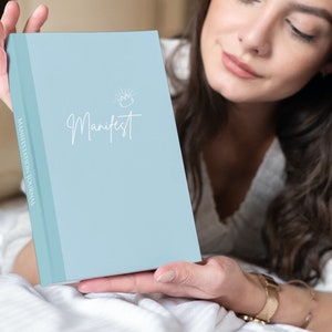 Custom Sky Blue Manifestation Journal, Personalized Gifts For Her/Him, Christmas Gift, Gratitude Journal, Affirmation Journal, Dream Journal