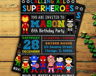 superhero invitation etsy