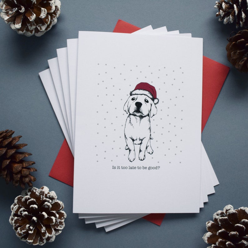 Santa Dog Christmas Cards Dog Christmas Cards Christmas Etsy