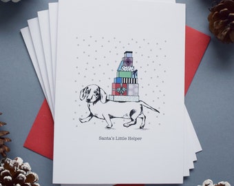 Pack of 5 Dachshund Christmas Cards, Dog Christmas Cards, Dachshund Cards, Cute Christmas Cards, Highland Jungle, Luxury Christmas Cards