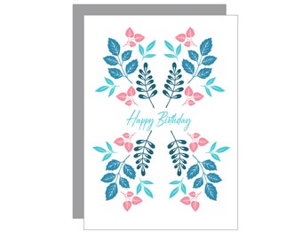Floral Birthday Card - Pattern Birthday card - Birthday card for Mum - Highland Jungle - Happy Birthday Card - Floral Pattern Burthday Card