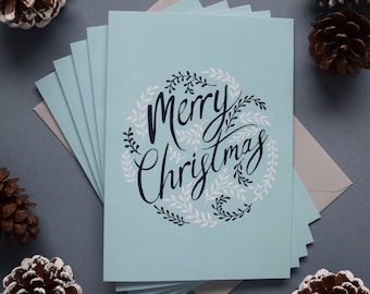 Pack of  Christmas Cards, Christmas Cards Pack, Merry Christmas Cards, Luxury Christmas cards, Typograohy Cards, Christmas Cards Handmade