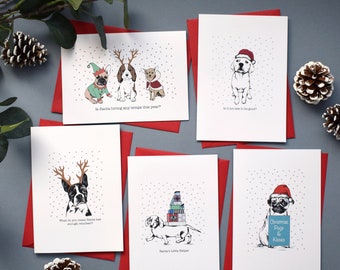 Dog Collection Christmas Cards Pack, Funny Dog Christmas Cards, Cute Dog Christmas Cards, Luxury Christmas Cards, Highland Jungle