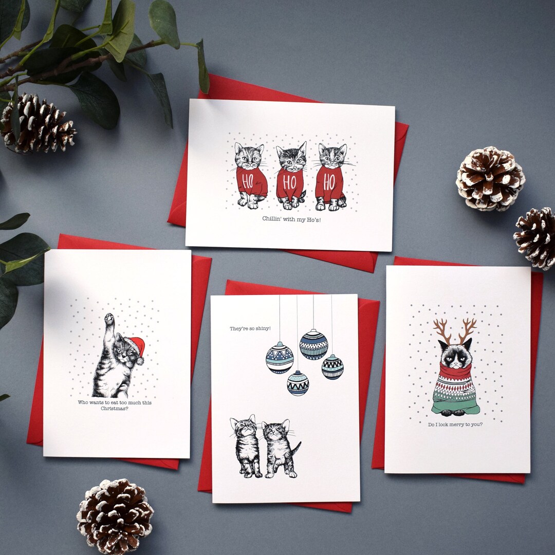 Cat Collection Christmas Cards, Funny Cat Christmas Cards, Cute Cat ...