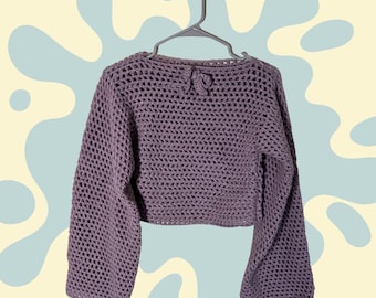 Jersey lila // Jersey corto de malla morada de ganchillo (M - L)