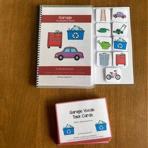 Garage Vocabulary Life Skills Adaptive Booklet w Task Cards (Special Ed and Autism Resource)