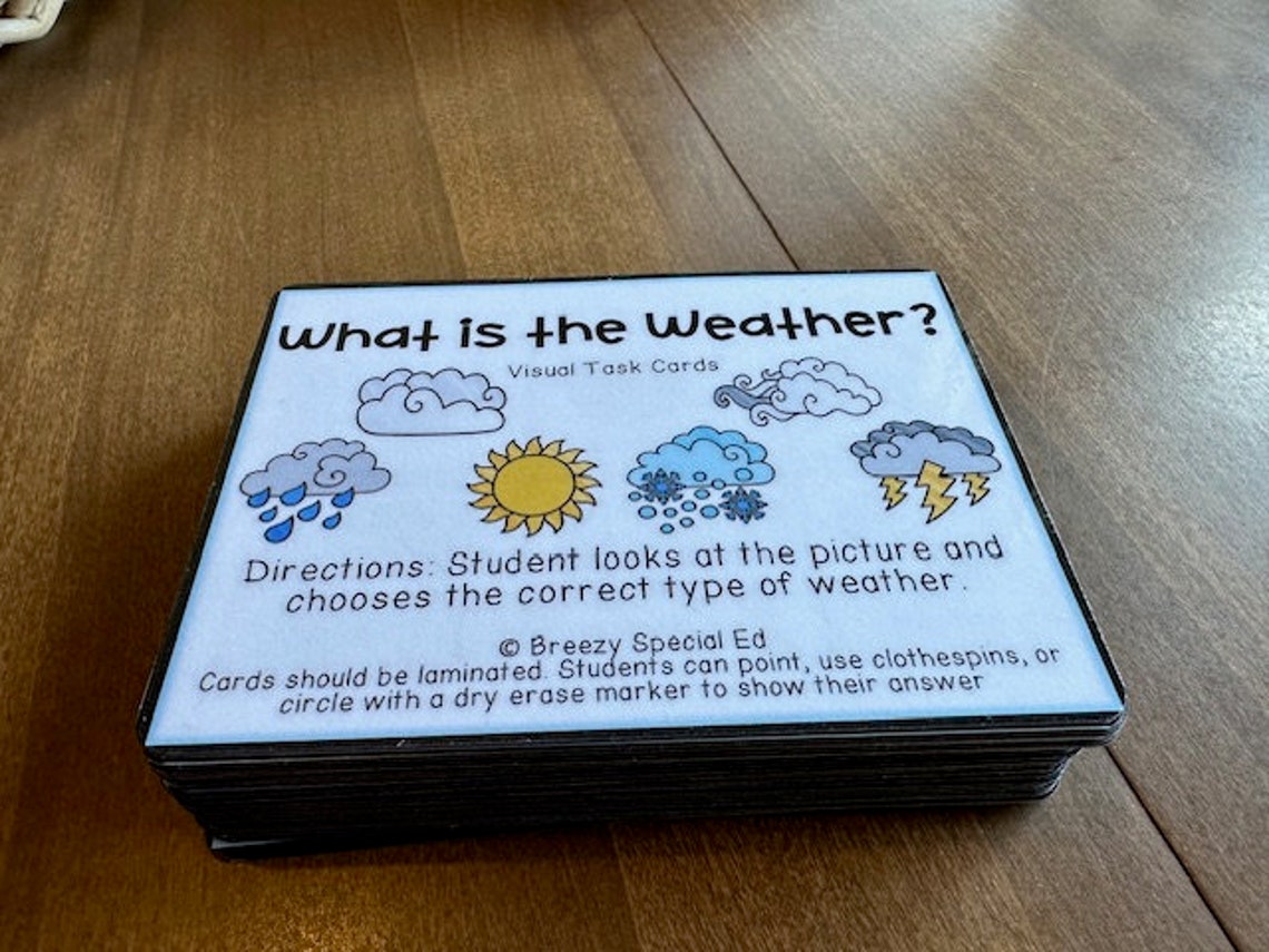 Weather Task Box What is the Weather? Visual Task Cards (special Education) 60 Pc - Etsy