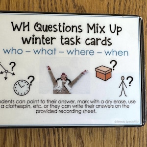 WH Questions Winter task cards for autism and special education