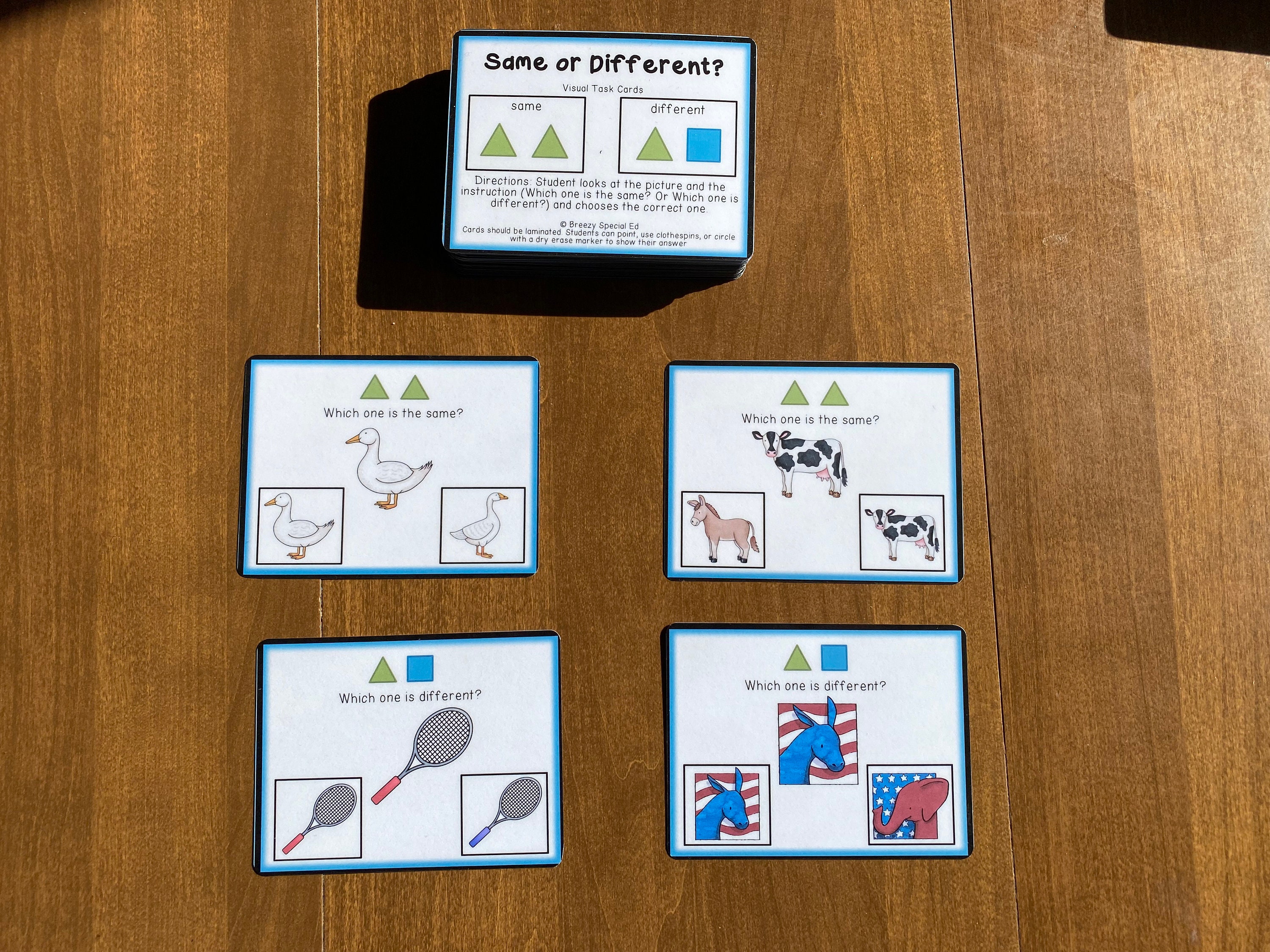 Same or Different Visual Task Cards (special Ed) - Etsy