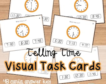 Telling Time Task Cards for autism and special education