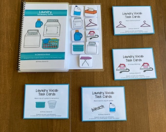 Laundry Vocabulary Life Skills Adaptive Booklet w Task Cards (Special Ed and Autism Resource)