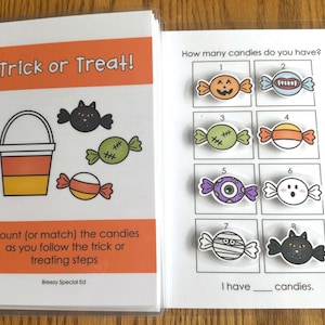 Trick or Treat Adapted Book: Candy Matching & Counting
