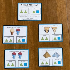 Same or Different Visual Task Cards (special Ed) - Etsy