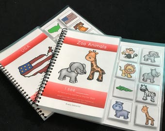 Zoo Animals and USA Sentence Starter Adapted Books  (I See)