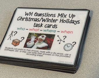 WH Questions Christmas/Holiday task cards for autism and special education