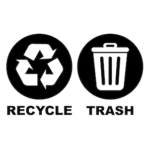 Stickers poubelle et recyclage avec tex