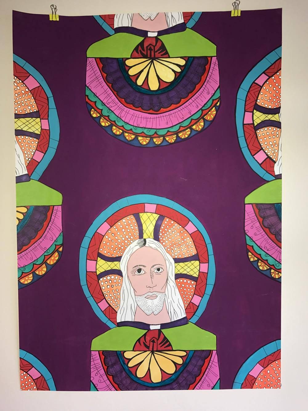 Kitsch Jesus A1 Print Mexican Colourful Religious Kitsch Etsy