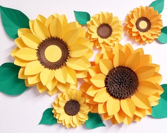 Giant Self Standing Italian Crepe Paper Sunflower Photo Backdrops