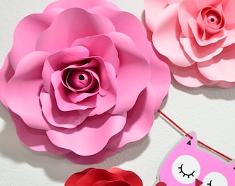 Paper Flower/ Instant Download/ SVG & PDF Template/ DIY Paper Flowers/ Rose/ Backdrop/ Party Decor/ F4 Svg