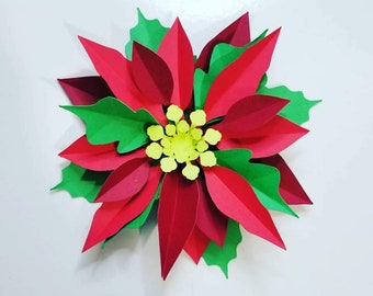 Instant Download/ SVG & PDF Template/ DIY Paper Flowers/ Poinsettia Paper Flower/ For Wreath/ Backdrop/ Christmas Decor/ F60