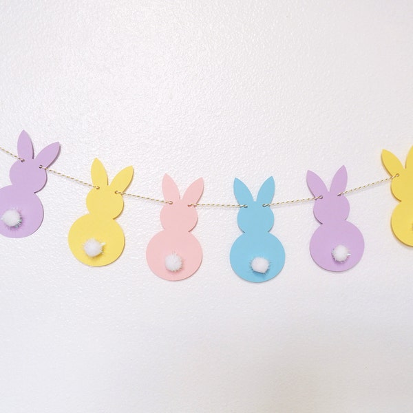 SVG • PDF/ Instant Download/ Easter Bunny Garland/ Easter Bunny Cupcake Topper/ Easter Party Decoration/ PG11-Simple Rabbit Style2