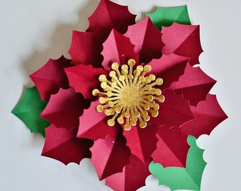 Instant Download/ SVG & PDF Template/ DIY Paper Flowers/ Poinsettia Paper Flower/ For Wreath/ Backdrop/ Christmas Decor/ F39