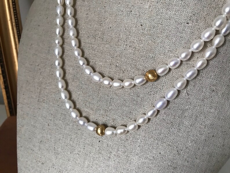 Elegant pearl necklace with white cultured pearls image 5