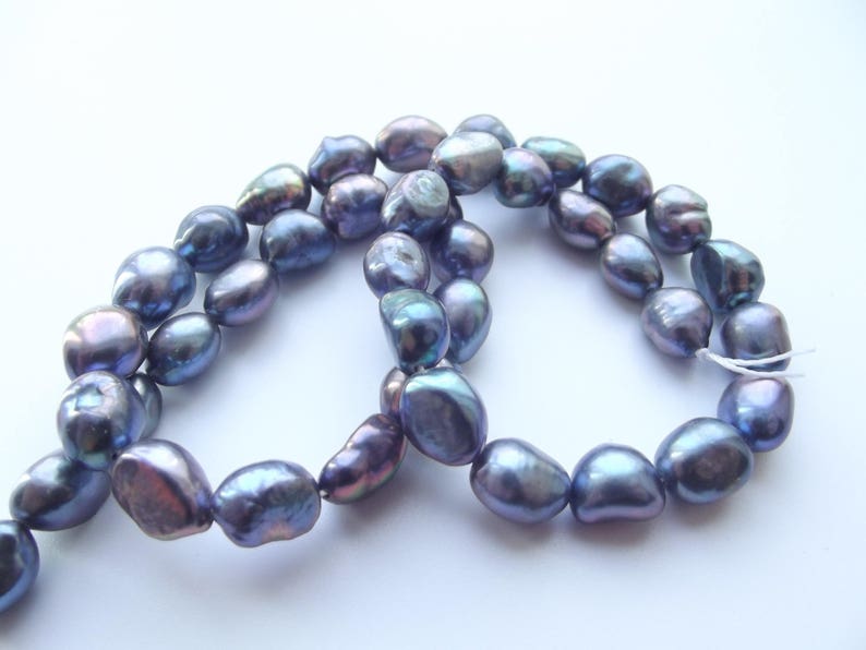 32 belle qualité, AAA,perles d'eau douce nacre paon gris noir irisée multicolore 7-9 mm PREETI-947 image 1