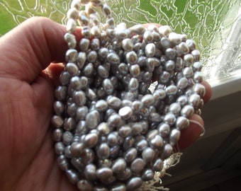 45+ A irregular silver gray freshwater pearls 6-7 mm-TIA-96