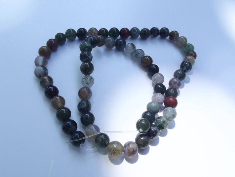 62 perles rondes lisses en agate indienne multicolore 6 mm LAO-526 image 3