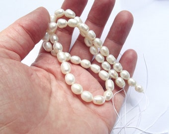 36+ 7-8mm AA+ freshwater pearls irregular oval shapes - TIA-44