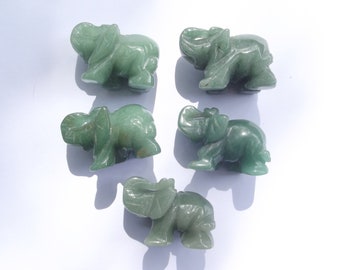 Figurine Elephant Natural Stone Carved in Jade TIA-54