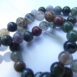 62 perles rondes lisses en agate indienne multicolore 6 mm LAO-526 image 2