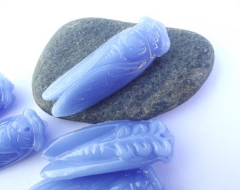 Pendant Amulet carved from blue composite jade cicada TIA-82
