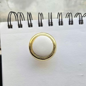 Vintage Brass Mushroom Knob – White Porcelain Insert, Mid-Century Drawer Pull