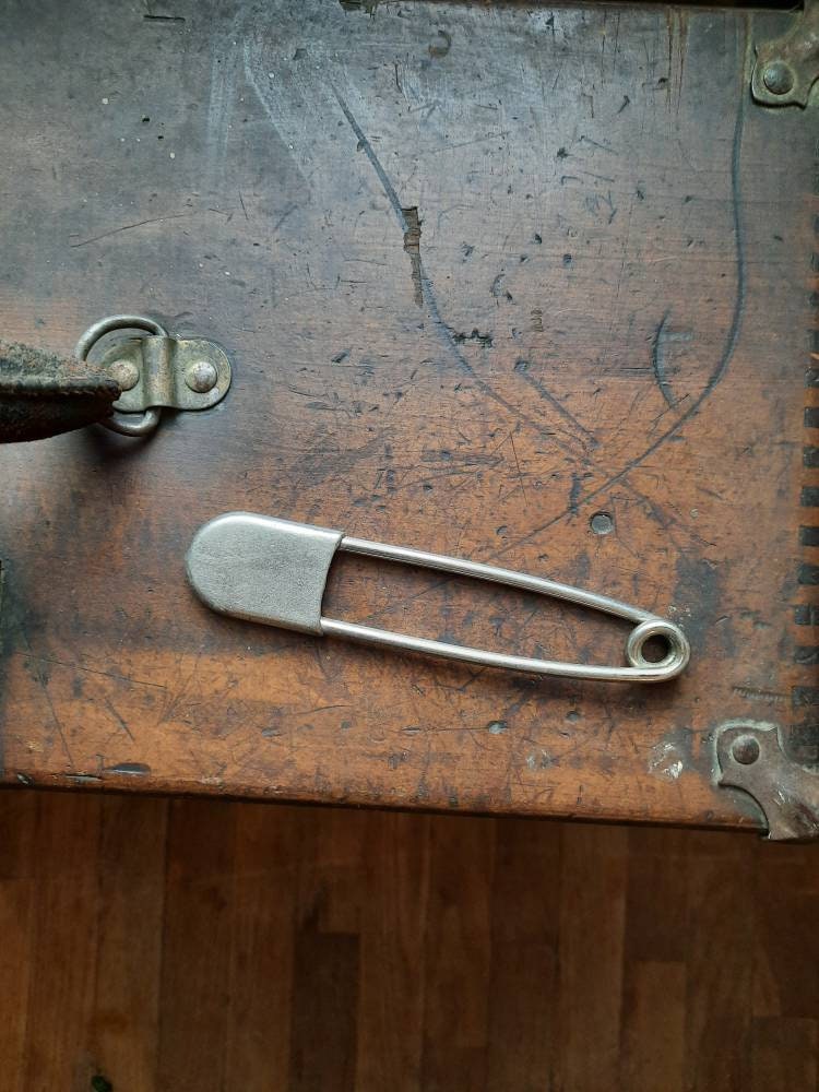 XL Safety Pin Vintage Extra Large silver tone metal pin Etsy